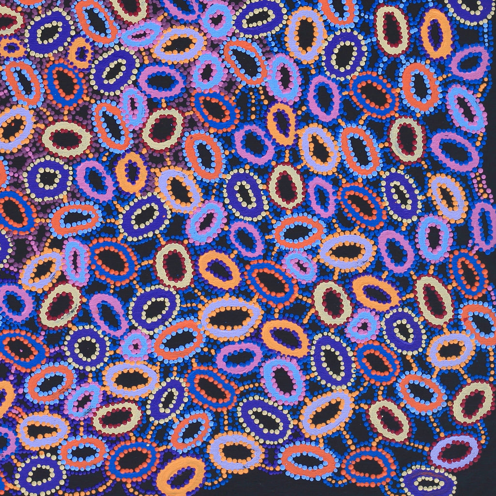 Aboriginal Artwork by Priscilla Nangala Robertson, Ngapa Jukurrpa (Water Dreaming) - Puyurru, 91x91cm