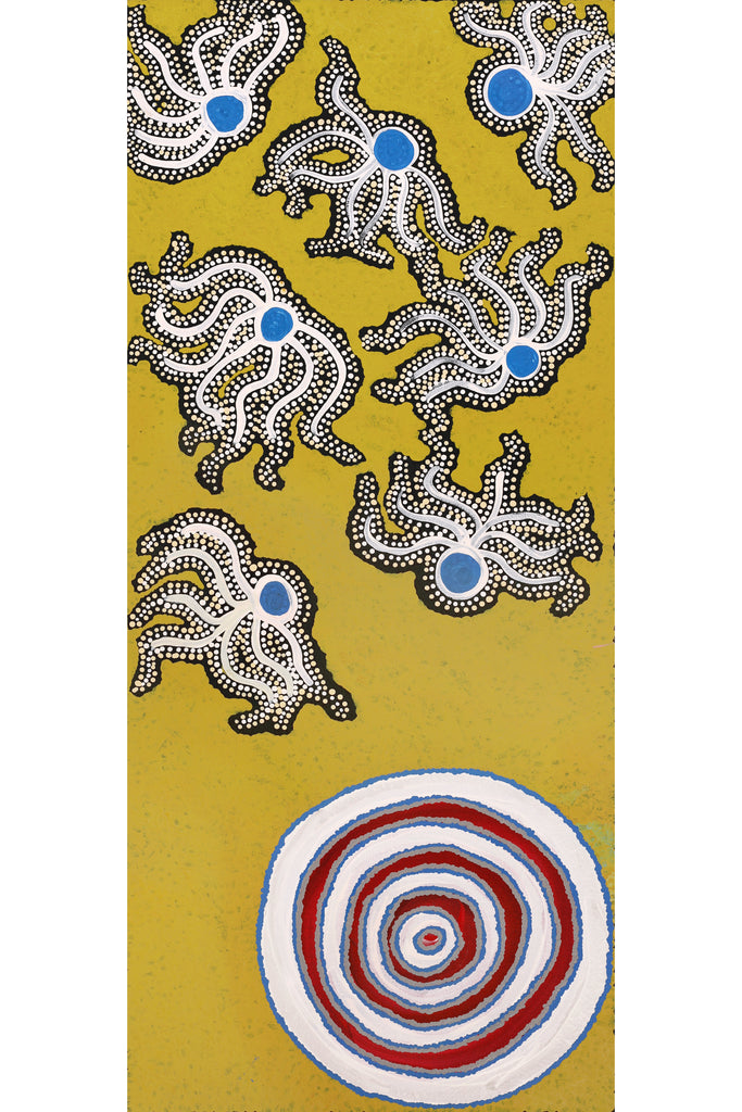 Aboriginal Artwork by Prudence Andy, Seven Sisters, 105x45cm
