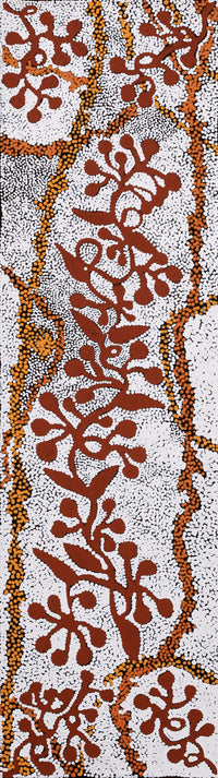 Aboriginal Artwork by Queenie Nungarrayi Stewart, Mukaki Jukurrpa (Wild Plum Dreaming), 107x30cm