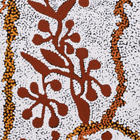 Aboriginal Artwork by Queenie Nungarrayi Stewart, Mukaki Jukurrpa (Wild Plum Dreaming), 107x30cm