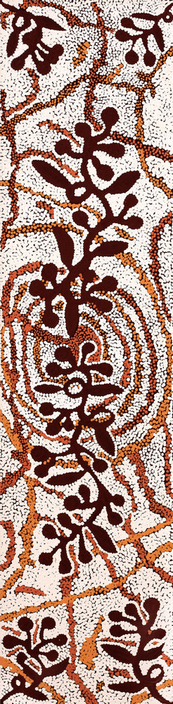 Aboriginal Artwork by Queenie Nungarrayi Stewart, Mukaki Jukurrpa (Wild Plum Dreaming), 122x30cm