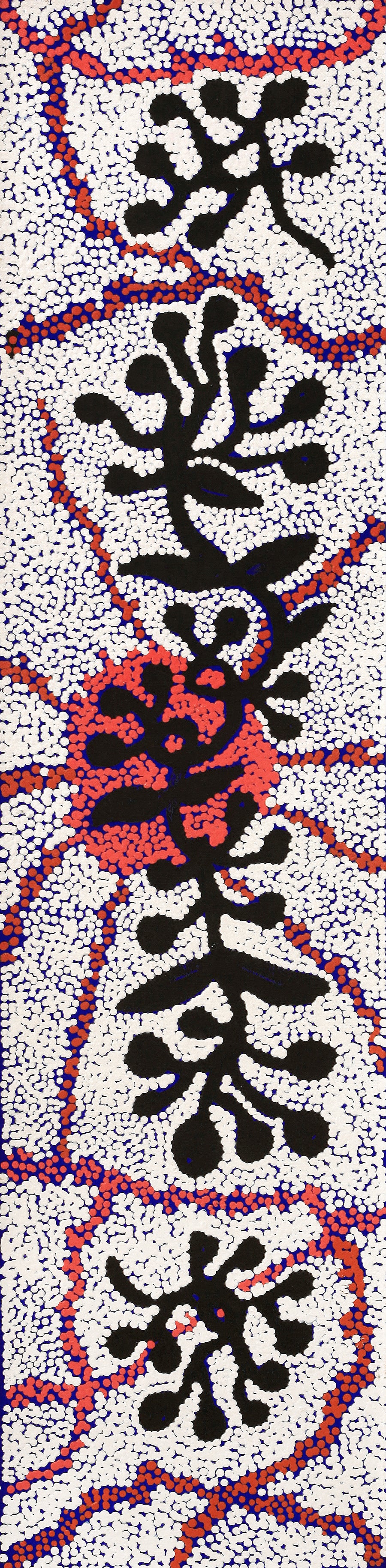 Aboriginal Artwork by Queenie Nungarrayi Stewart, Mukaki Jukurrpa (Wild Plum Dreaming), 122x30cm