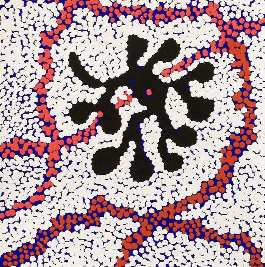 Aboriginal Artwork by Queenie Nungarrayi Stewart, Mukaki Jukurrpa (Wild Plum Dreaming), 122x30cm
