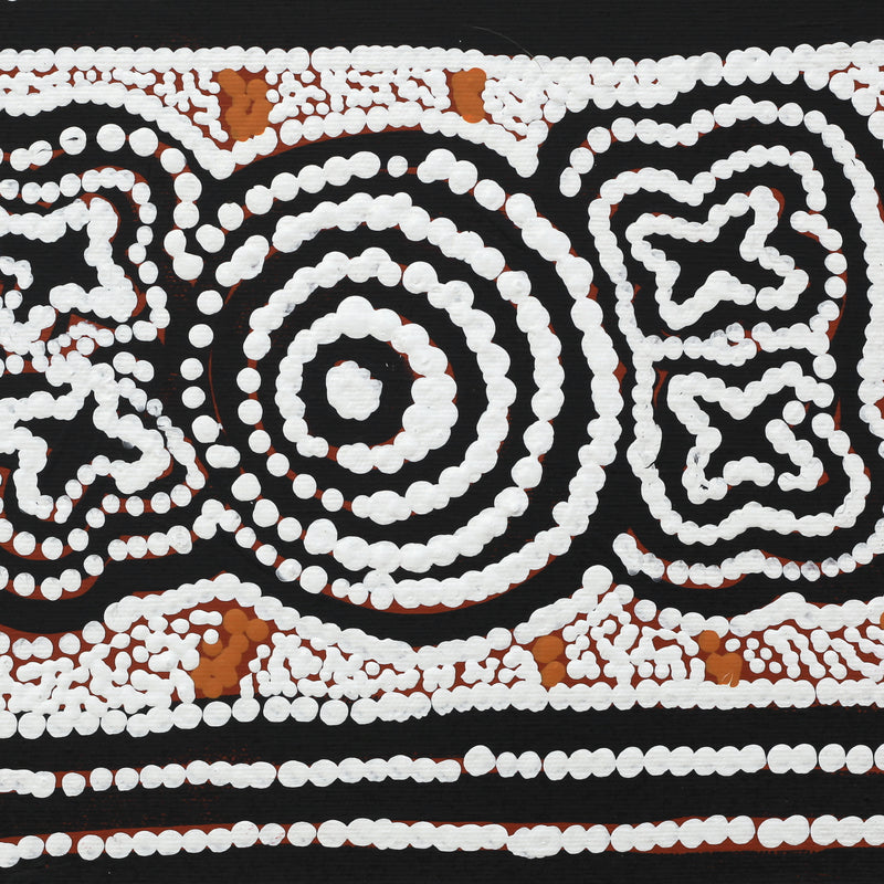 Aboriginal Artwork by Queenie Nungarrayi Stewart, Ngatijirri Jukurrpa (Budgerigar Dreaming), 30x30cm