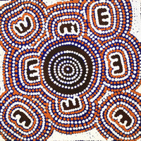 Aboriginal Artwork by Queenie Nungarrayi Stewart, Janganpa Jukurrpa (Brush-tail Possum Dreaming) - Mawurrji, 30x30cm