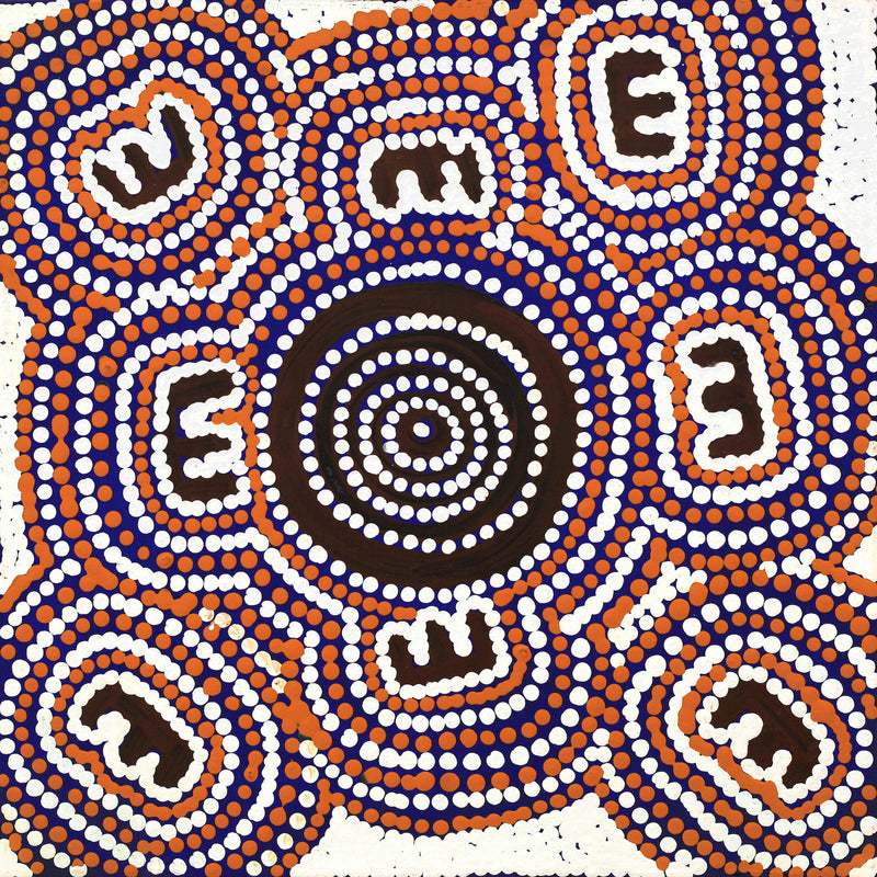 Aboriginal Artwork by Queenie Nungarrayi Stewart, Janganpa Jukurrpa (Brush-tail Possum Dreaming) - Mawurrji, 30x30cm