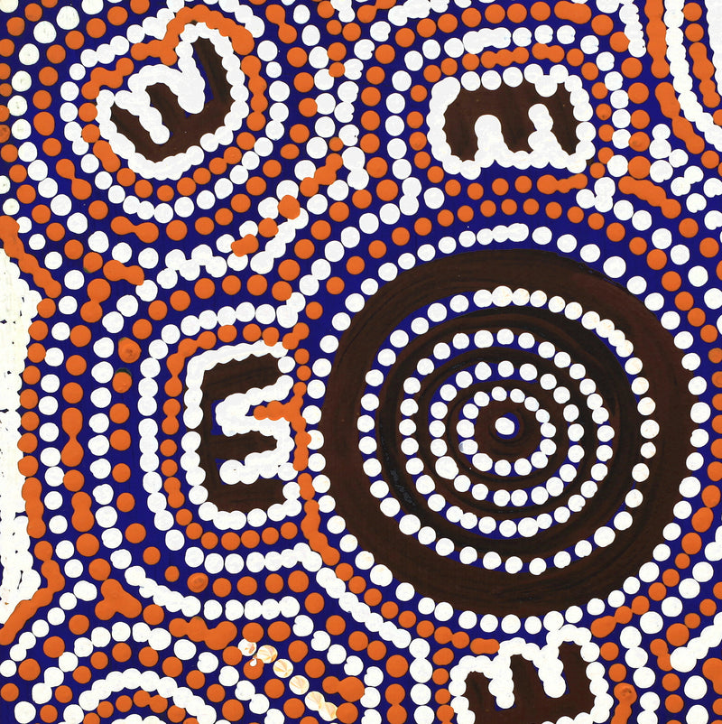 Aboriginal Artwork by Queenie Nungarrayi Stewart, Janganpa Jukurrpa (Brush-tail Possum Dreaming) - Mawurrji, 30x30cm