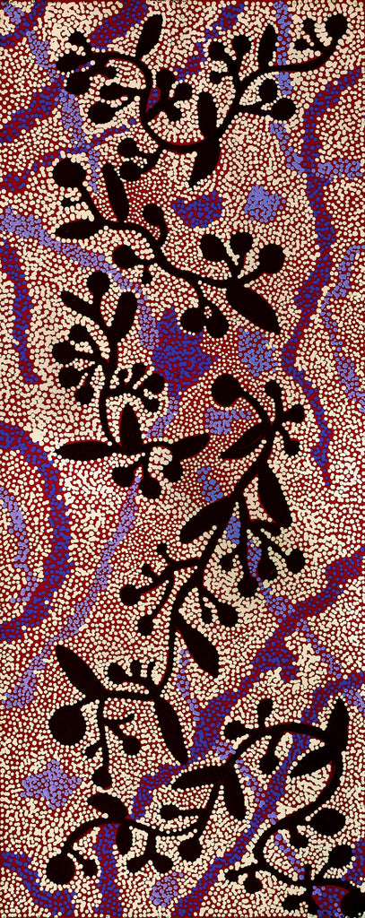 Aboriginal Artwork by Queenie Nungarrayi Stewart, Mukaki Jukurrpa (Wild Plum Dreaming), 76x30cm - ART ARK®