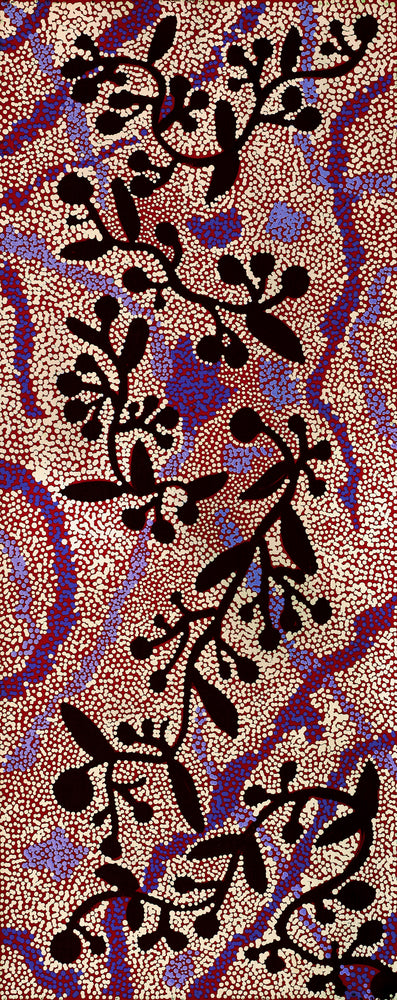 Aboriginal Artwork by Queenie Nungarrayi Stewart, Mukaki Jukurrpa (Wild Plum Dreaming), 76x30cm