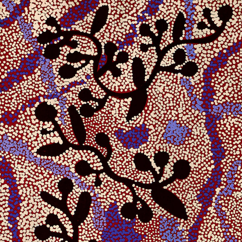 Aboriginal Artwork by Queenie Nungarrayi Stewart, Mukaki Jukurrpa (Wild Plum Dreaming), 76x30cm