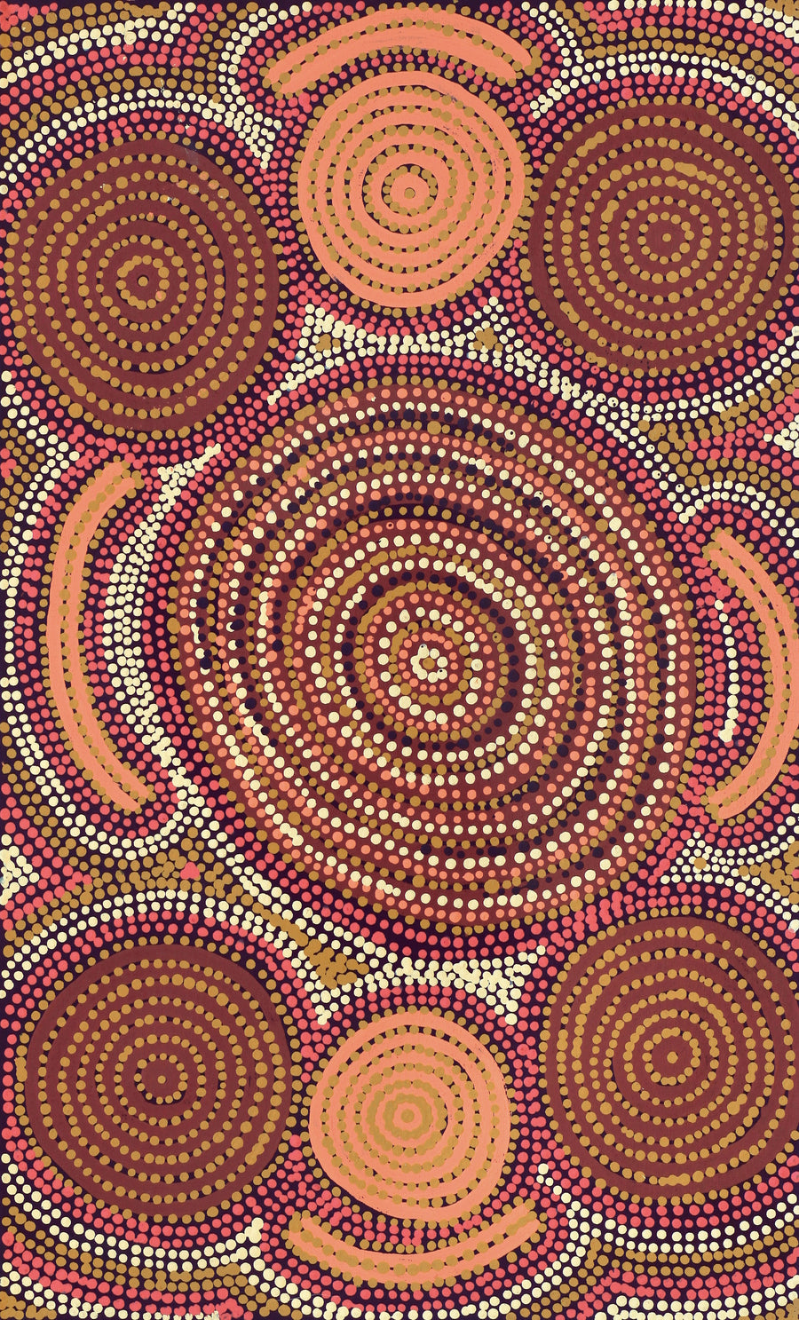 Aboriginal Artwork by Queenie Nungarrayi Stewart, Karnta Jukurrpa (Womens Dreaming), 76x46cm
