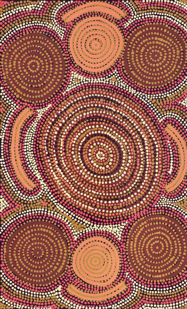 Aboriginal Artwork by Queenie Nungarrayi Stewart, Karnta Jukurrpa (Womens Dreaming), 76x46cm