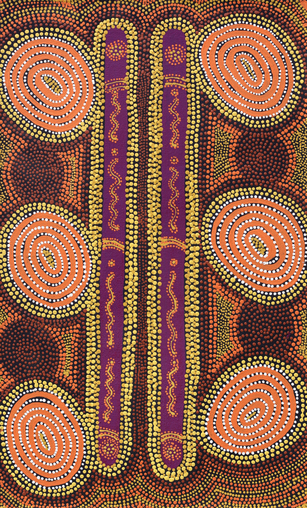 Aboriginal Artwork by Queenie Nungarrayi Stewart, Karnta Jukurrpa (Womens Dreaming), 76x46cm