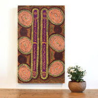 Aboriginal Artwork by Queenie Nungarrayi Stewart, Karnta Jukurrpa (Womens Dreaming), 76x46cm