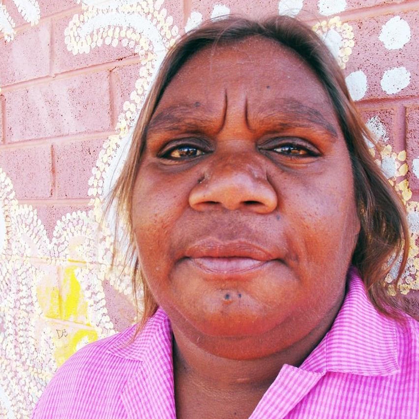 Aboriginal Artwork by Queenie Nungarrayi Stewart, Ngatijirri Jukurrpa (Budgerigar Dreaming), 30x30cm