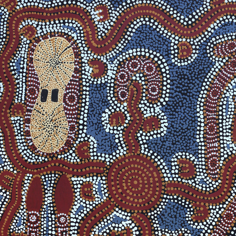 Aboriginal Artwork by Queenie Nungarrayi Stewart, Janganpa Jukurrpa (Brush-tail Possum Dreaming) - Mawurrji, 91x61cm