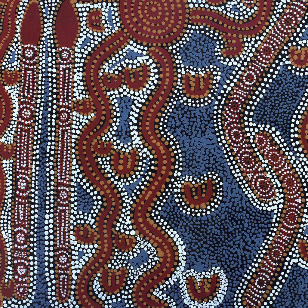 Aboriginal Artwork by Queenie Nungarrayi Stewart, Janganpa Jukurrpa (Brush-tail Possum Dreaming) - Mawurrji, 91x61cm