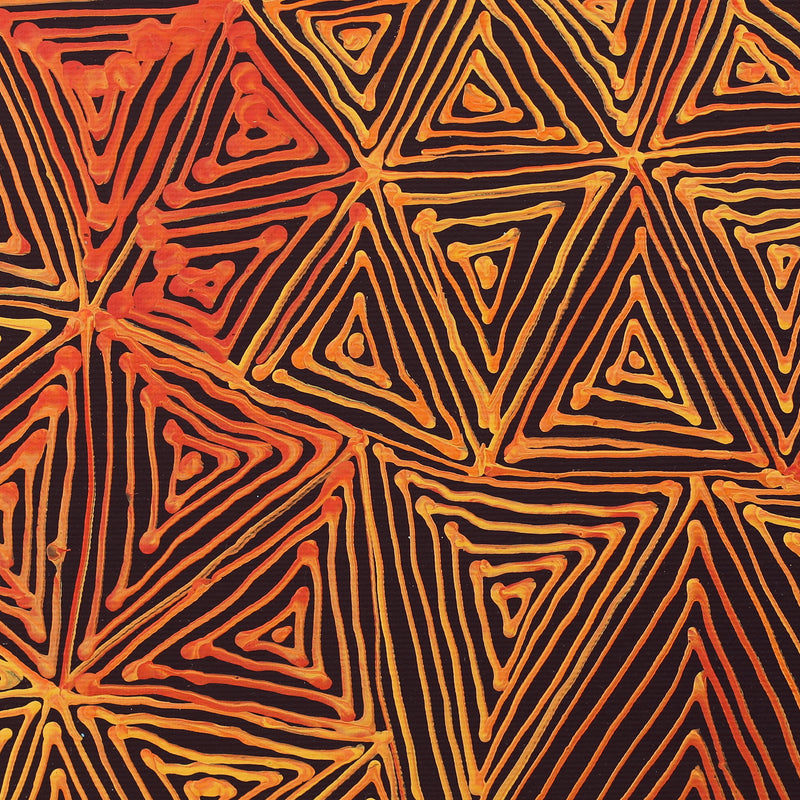 Aboriginal Artwork by Reanne Nampijinpa Brown, Ngapa Jukurrpa (Water Dreaming) - Mikanji, 30x30cm