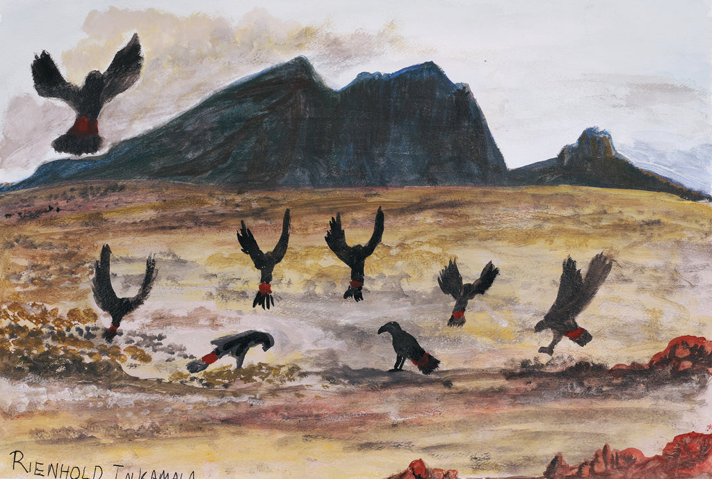 Aboriginal Artwork by Reinhold Inkamala, Rutjipma (Mt Sonder), 55x37cm