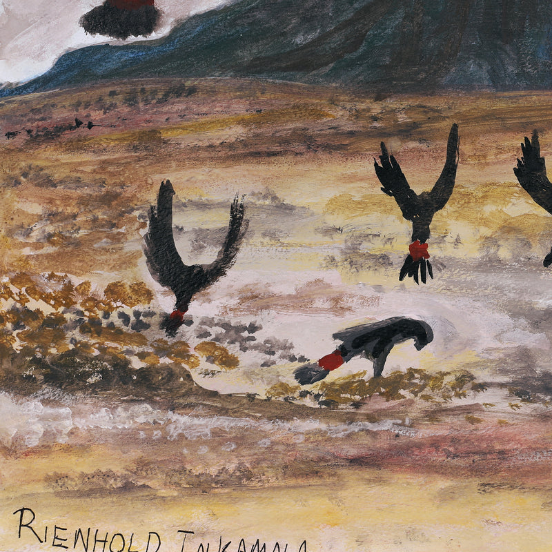 Aboriginal Artwork by Reinhold Inkamala, Rutjipma (Mt Sonder), 55x37cm