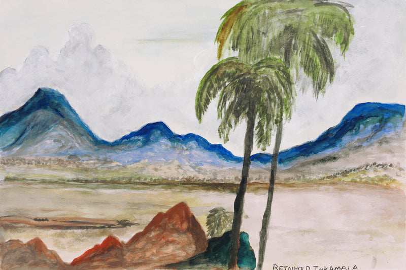 Aboriginal Artwork by Reinhold Inkamala, Palm Valley, 54x35.5cm