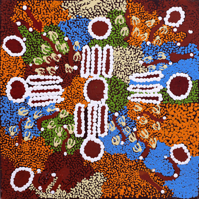 Aboriginal Artwork by Rahab Nungarrayi Spencer, Wardapi Jukurrpa (Goanna Dreaming), 30x30cm