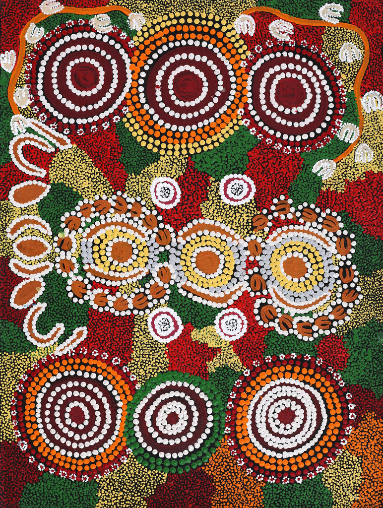 Aboriginal Art by Rahab Nungarrayi Spencer, Wardapi Jukurrpa (Goanna Dreaming) - Yarripilangu, 61x46cm - ART ARK®
