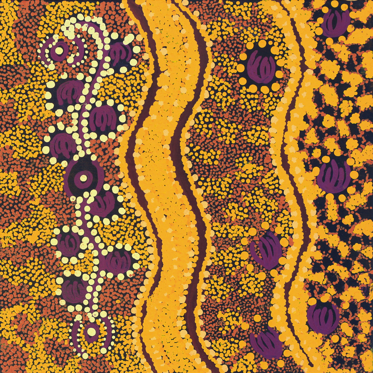 Aboriginal Art by Rahab Nungarrayi Spencer, Wardapi Jukurrpa (Goanna Dreaming), 30x30cm - ART ARK®