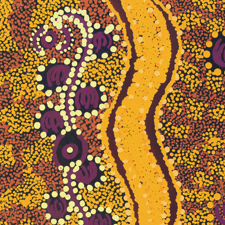 Aboriginal Artwork by Rahab Nungarrayi Spencer, Wardapi Jukurrpa (Goanna Dreaming), 30x30cm