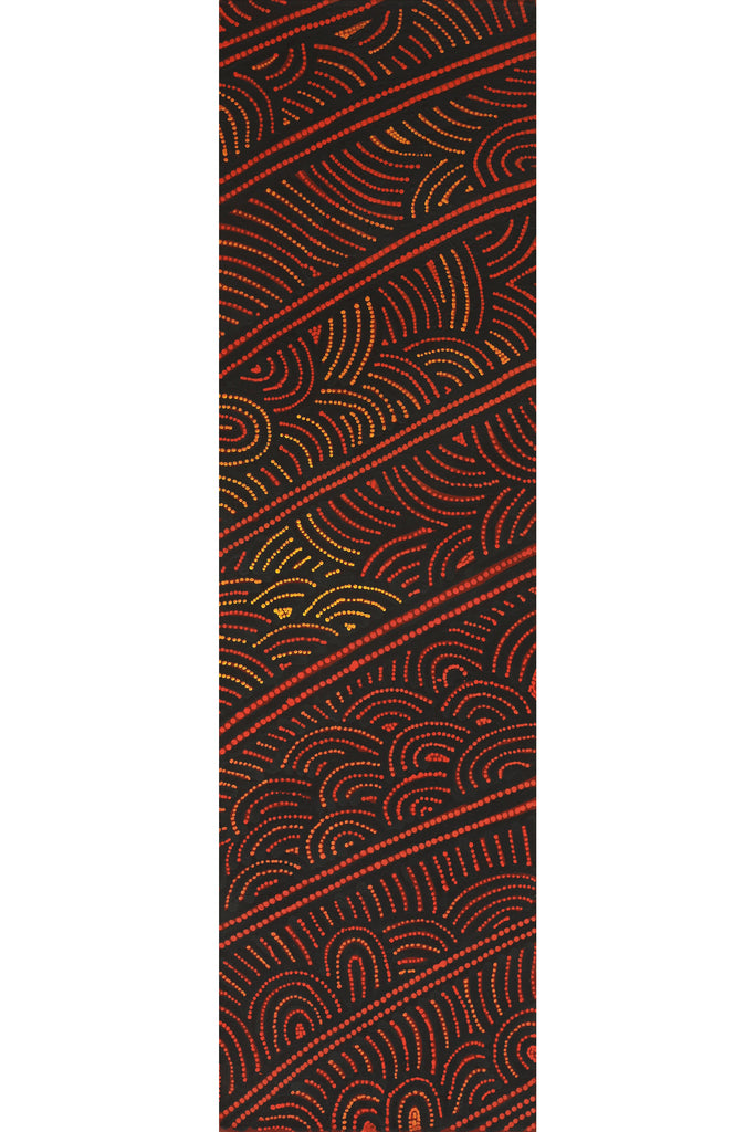Aboriginal Artwork by Reanne Nampijinpa Brown, Ngapa Jukurrpa (Water Dreaming) - Mikanji, 107x30cm