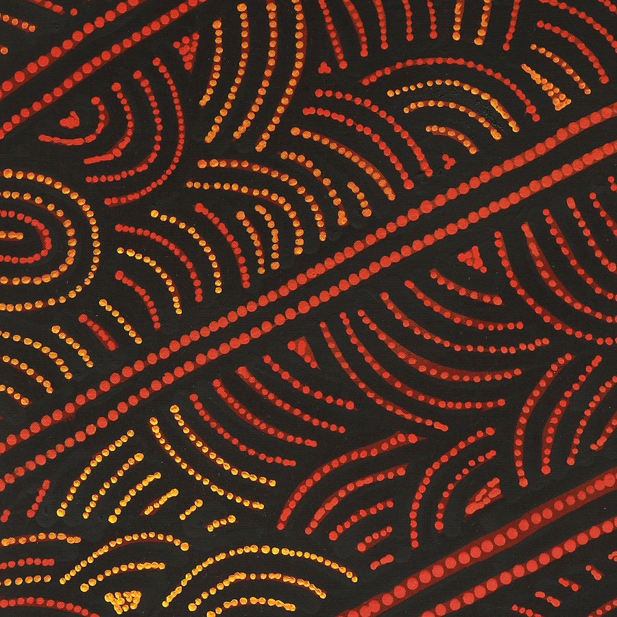 Aboriginal Artwork by Reanne Nampijinpa Brown, Ngapa Jukurrpa (Water Dreaming) - Mikanji, 107x30cm