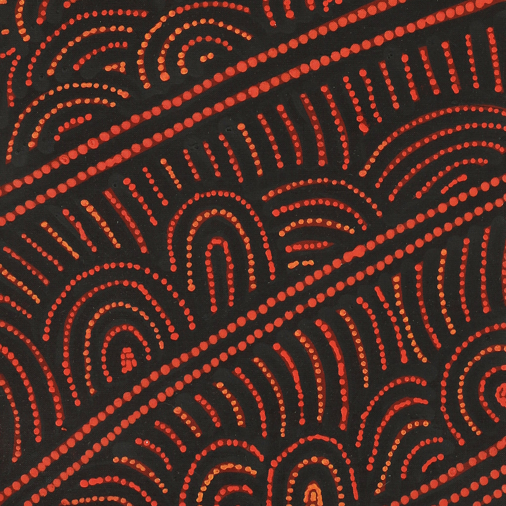 Aboriginal Artwork by Reanne Nampijinpa Brown, Ngapa Jukurrpa (Water Dreaming) - Mikanji, 107x30cm