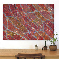 Aboriginal Artwork by Reanne Nampijinpa Brown, Ngapa Jukurrpa (Water Dreaming) - Mikanji, 107x76cm