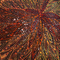 Aboriginal Artwork by Reanne Nampijinpa Brown, Ngapa Jukurrpa (Water Dreaming) - Mikanji, 30x30cm