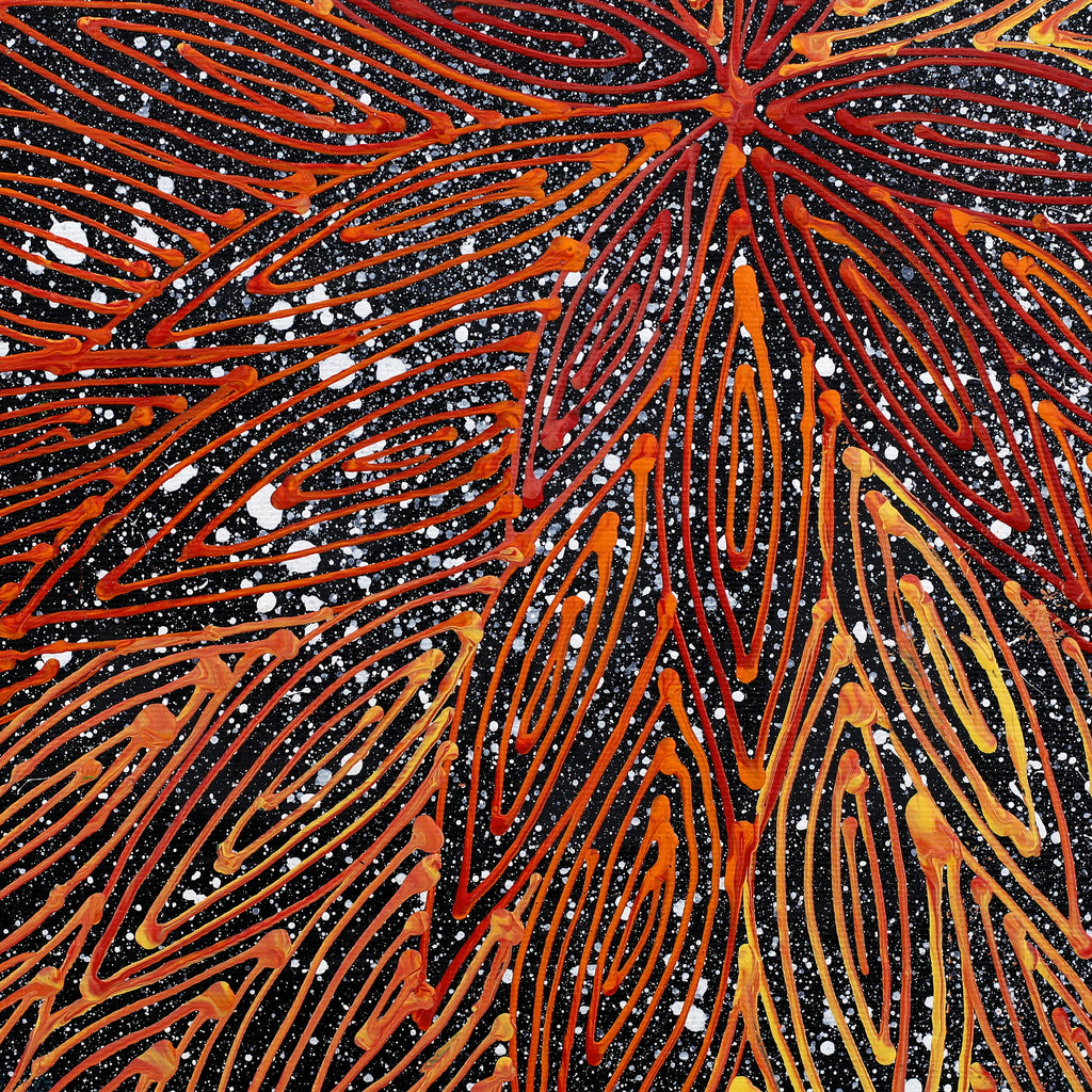 Aboriginal Art by Reanne Nampijinpa Brown, Ngapa Jukurrpa (Water Dreaming) - Mikanji, 30x30cm - ART ARK®