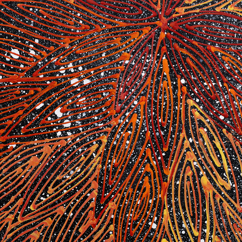 Aboriginal Artwork by Reanne Nampijinpa Brown, Ngapa Jukurrpa (Water Dreaming) - Mikanji, 30x30cm