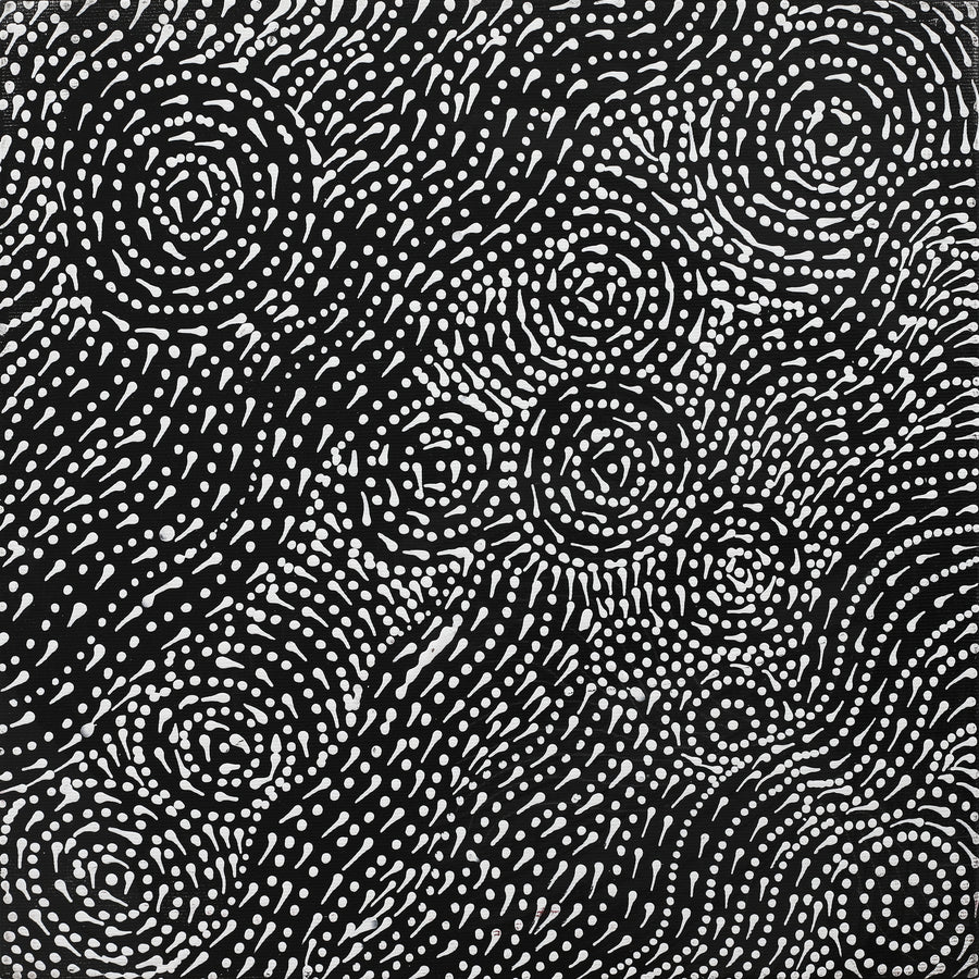 Aboriginal Artwork by Reanne Nampijinpa Brown, Ngapa Jukurrpa (Water Dreaming) - Mikanji, 30x30cm