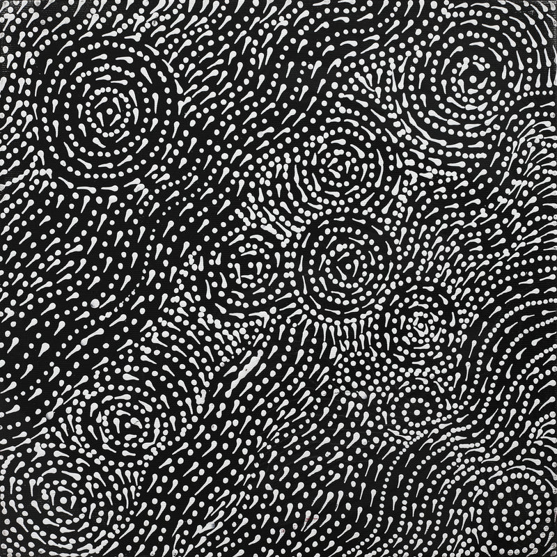 Aboriginal Artwork by Reanne Nampijinpa Brown, Ngapa Jukurrpa (Water Dreaming) - Mikanji, 30x30cm
