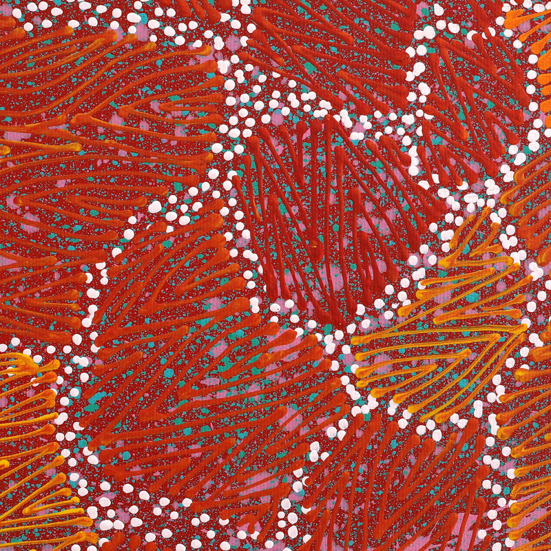 Aboriginal Artwork by Reanne Nampijinpa Brown, Ngapa Jukurrpa (Water Dreaming) - Mikanji, 30x30cm