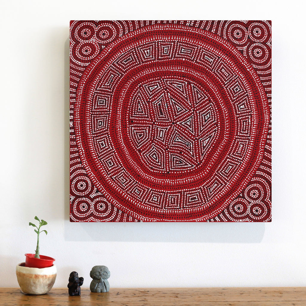 Aboriginal Artwork by Reanne Nampijinpa Brown, Lappi Lappi Jukurrpa, 46x46cm