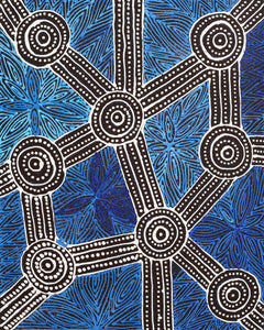 Aboriginal Artwork by Reanne Nampijinpa Brown, Ngapa Jukurrpa (Water Dreaming) - Mikanji, 50x40cm - ART ARK®