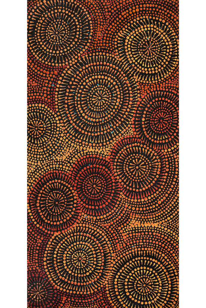 Aboriginal Artwork by Reanne Nampijinpa Brown, Ngapa Jukurrpa (Water Dreaming) - Mikanji, 61x30cm