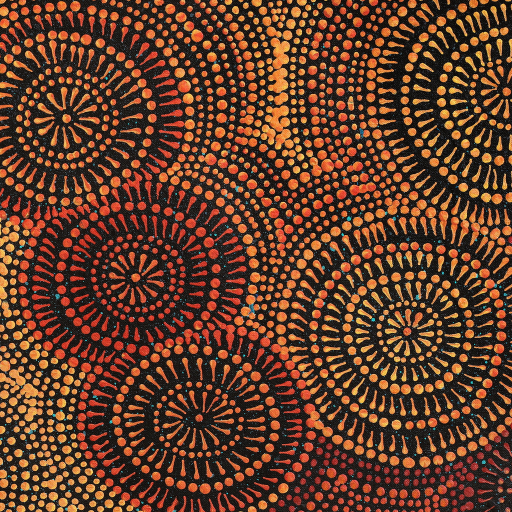 Aboriginal Artwork by Reanne Nampijinpa Brown, Ngapa Jukurrpa (Water Dreaming) - Mikanji, 61x30cm
