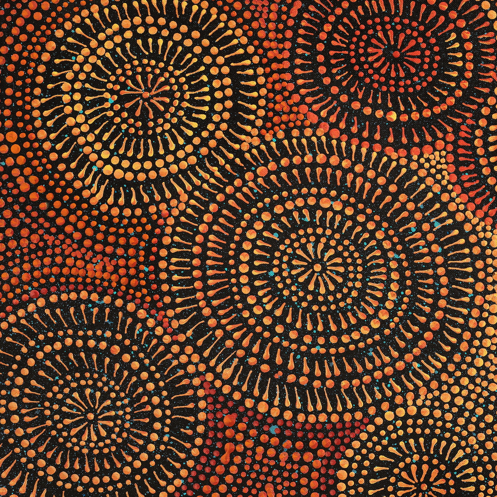 Aboriginal Artwork by Reanne Nampijinpa Brown, Ngapa Jukurrpa (Water Dreaming) - Mikanji, 61x30cm