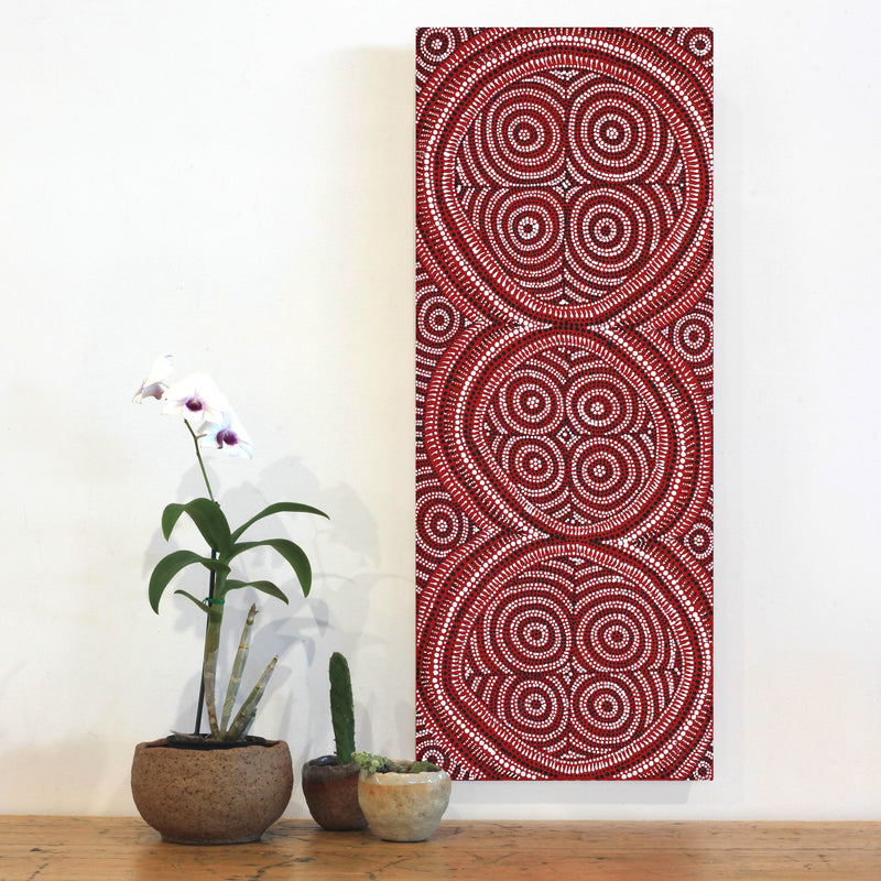 Aboriginal Artwork by Reanne Nampijinpa Brown, Lappi Lappi Jukurrpa, 76x30cm
