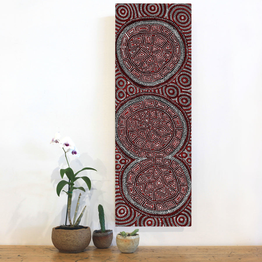 Aboriginal Artwork by Reanne Nampijinpa Brown, Lappi Lappi Jukurrpa, 91x30cm