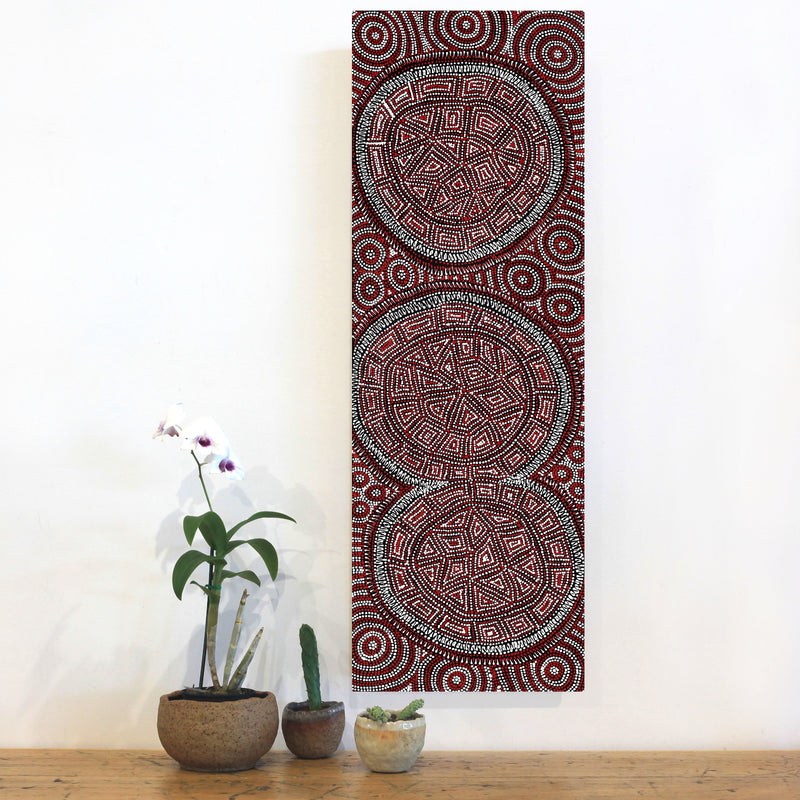 Aboriginal Artwork by Reanne Nampijinpa Brown, Lappi Lappi Jukurrpa, 91x30cm