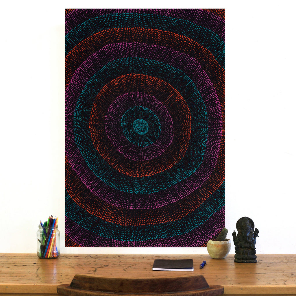 Aboriginal Artwork by Melissa Nampijinpa Karpa, Ngapa Jukurrpa (Water Dreaming) - Puyurru 91x61cm