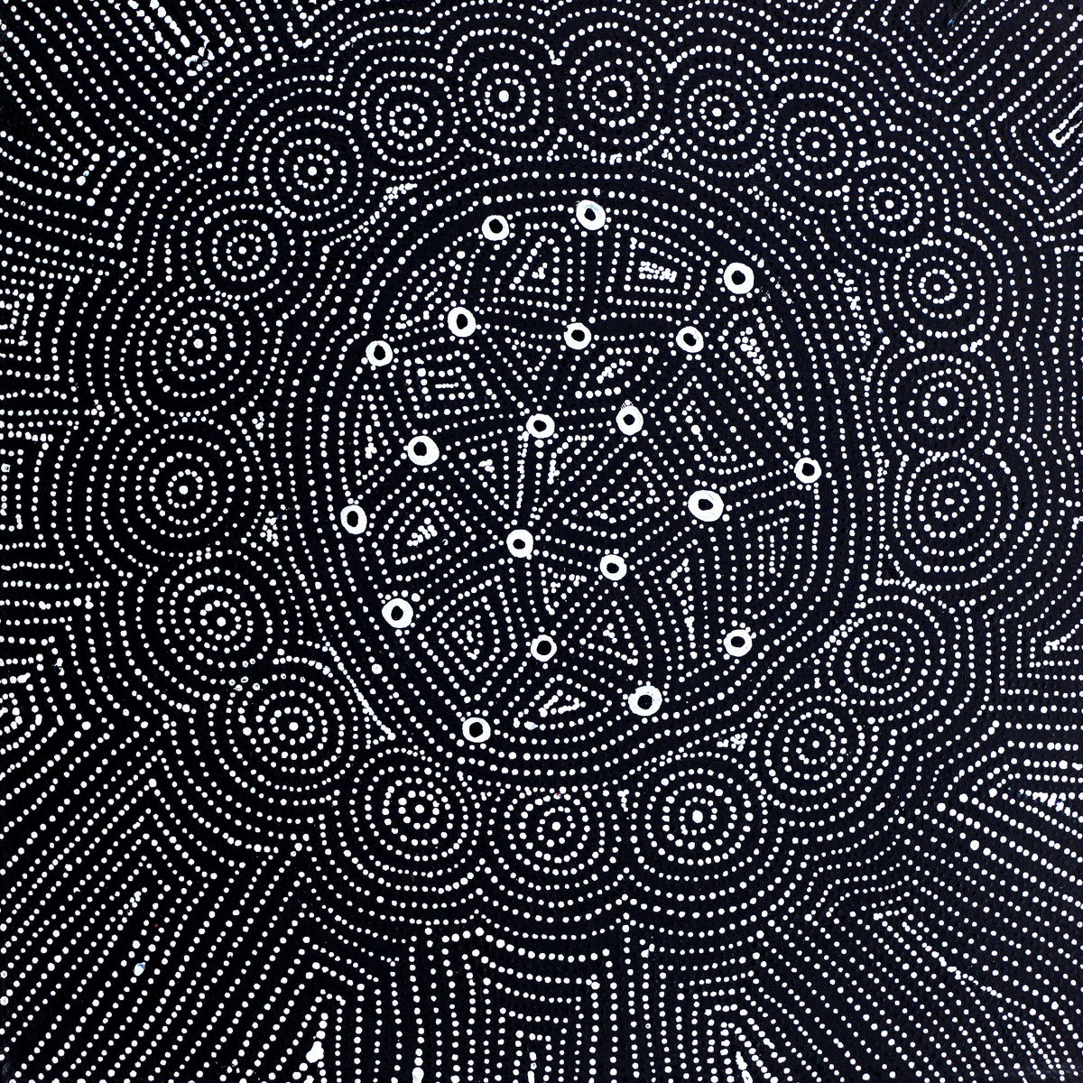 Aboriginal Art by Reanne Nampijinpa Brown, Ngapa Jukurrpa (Water Dreaming) - Mikanji, 46x46cm - ART ARK®