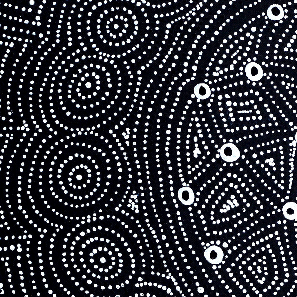 Aboriginal Art by Reanne Nampijinpa Brown, Ngapa Jukurrpa (Water Dreaming) - Mikanji, 46x46cm - ART ARK®